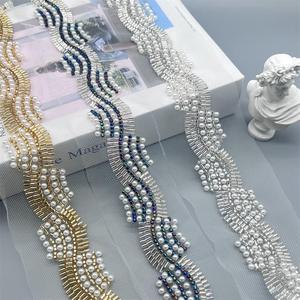 وشاح زفاف ساخن مطرز بالترتر مطرز بالخرز اكسسوارات الملابس حقيبة أحذية اكسسوارات اللباس الأزهار متفوقا التطريز شبكة الدانتيل - Product Image 3