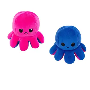 Alta calidad lindo pulpo doble cara Flip PP algodón suave encantador Animal de peluche niños personalizado pulpo juguetes de peluche