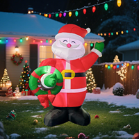 Père Noël gonflable de 8 pieds avec couronne et lumière LED, décoration de Noël gonflable pour jardin, pelouse, extérieur, maison, fête, spectacle festif