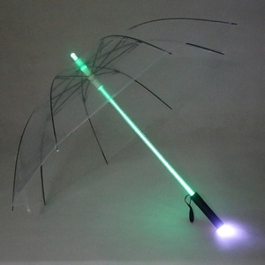 Gift Modern Clear Transparent LED Straight <b>Umbrella</b> Button Cell with Bright Light for Rainy Nights - Product Image 1