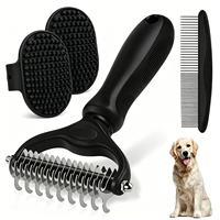 Kit de toilettage professionnel 4-en-1 Elecpet : Brosse démêlante large et peigne à picots pour chiens et chats (pour la perte de poils)