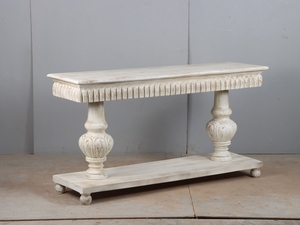 Table console en bois artisanale avec espace de rangement, table d'appoint décorative pour entrée, salon et décoration intérieure - Product Image 3