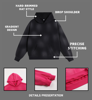 Sweat à capuche en velours délavé 400 GSM pour homme, sans cordon de serrage, épaules tombantes, coupe classique, poids lourd, 100 % fibre de bambou, logo personnalisé brodé