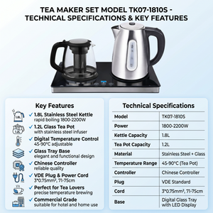 OEM Custom Hotel Guest Room Appliance Electrical Kettle Glass Tea <b>Pot</b> Base Tray Electrical Kettle Glass Tea <b>Pot</b> OEM Custom Hotel - Product Image 5