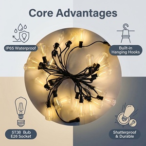 Guirnalda <span class=keywords><strong>de</strong></span> <span class=keywords><strong>Luces</strong></span> LED Solares, Impermeables IP65, con Control Remoto, Decoración Festiva para Jardín, Patio, Paisaje - Product Image 4