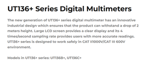 UNI-T UT136B+ มัลติมิเตอร์ดิจิตอลแบบพกพาพร้อมฟังก์ชันแบ็คไลท์ ดีต้าโฮลด์ และ NCV สำหรับงานบำรุงรักษาวงจรและซ่อมแซมอุปกรณ์อิเล็กทรอนิกส์ - Product Image 4