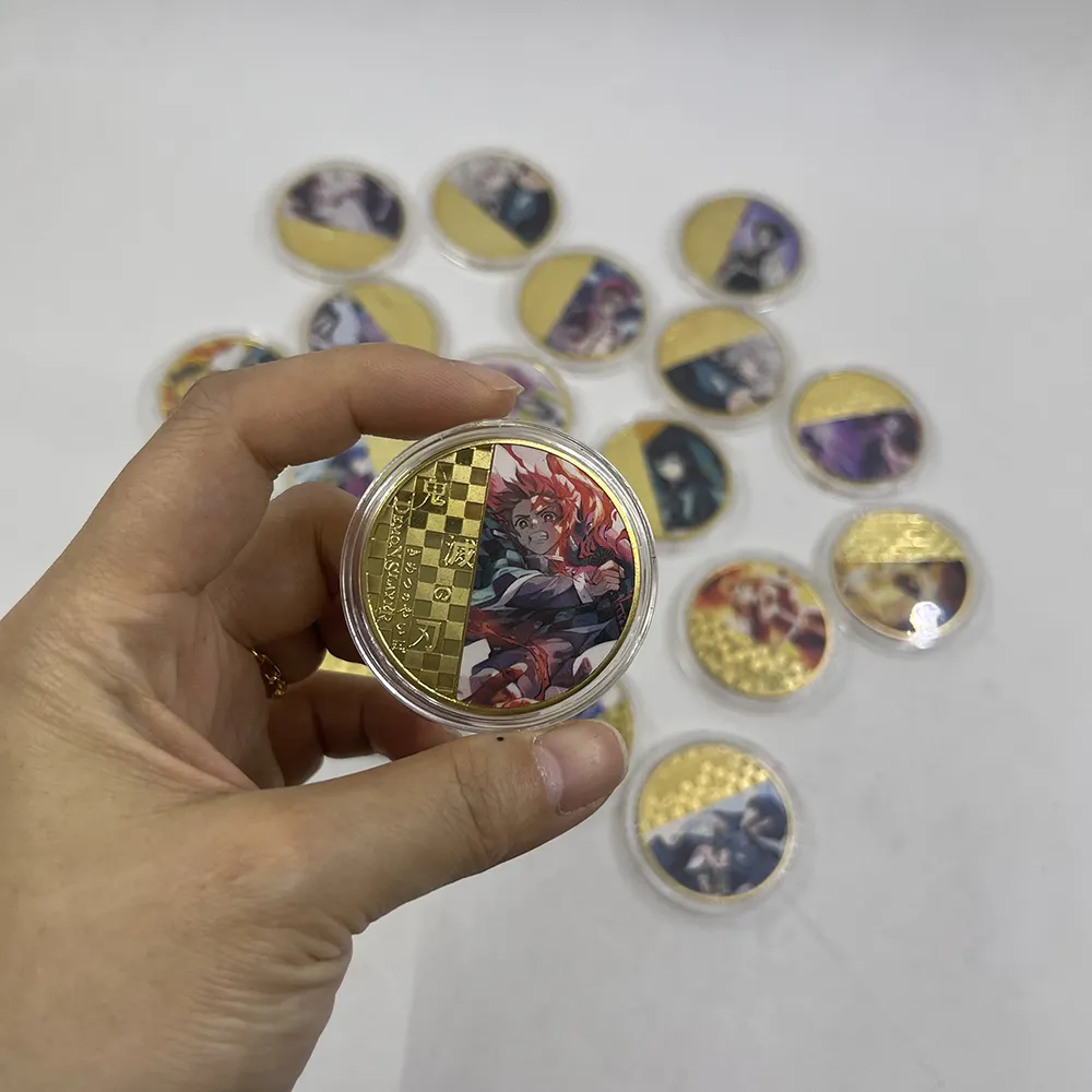 เหรียญชุบทอง24K สำหรับสะสมเหรียญงานอดิเรกที่กำหนดเองผลิตภัณฑ์สำหรับสะสมเหรียญอะนิเมะจากญี่ปุ่น