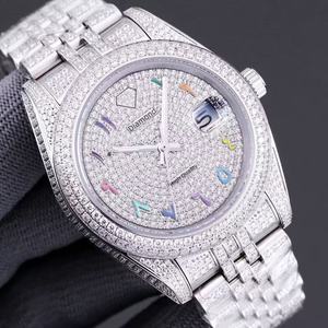 Montre mécanique pour homme en acier inoxydable avec bande en moissanite VVS de qualité supérieure, luxe, mode, affaires, étanche, avec aiguilles incrustées de diamants - Product Image 4