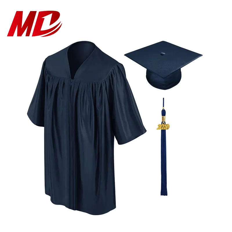 Mondon Royal Blue Shiny Kids Uniform Children Graduation Caps and Gowns
