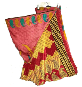 Women's Vintage Style Reversible Floral Magic <b>Wrap</b> Maxi <b>Skirt</b> Free Size Beach-Ready Recycled Silk <b>Long</b> Breathable Eco-Friendly - Product Image 1