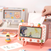 Jolie boîte à mouchoirs multifonction, carré pour la maison, Kawaii, décor de bureau, Tv, boîte à mouchoirs, étui rose, support de téléphone, organisateur de rangement