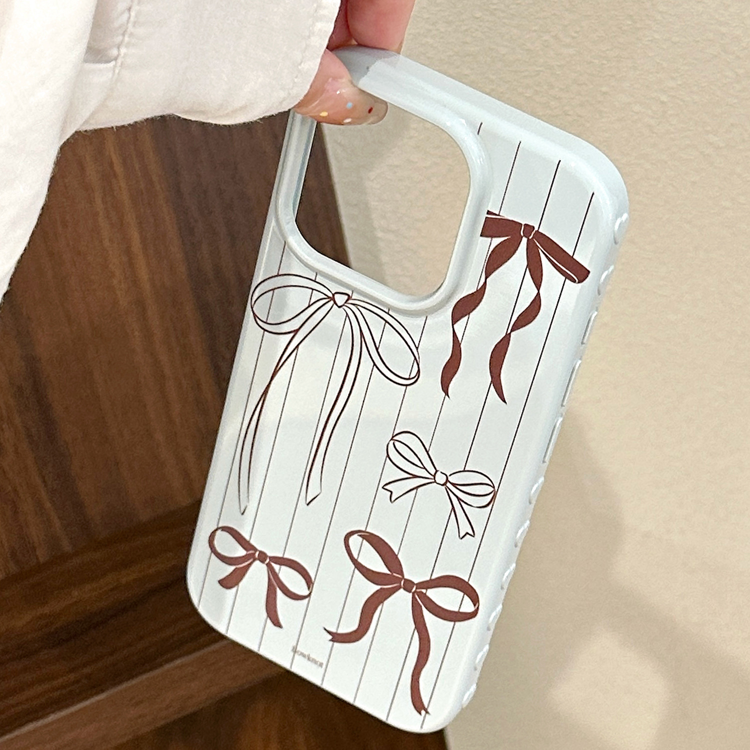 Sea Mist Blue Coffee Brown Bow