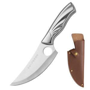 Couteau utilitaire fait main en acier inoxydable motif damas cuisine couteau d'abattage de chasse fixe couverture en cuir boucle <span class=keywords><strong>ceinture</strong></span> - Product Image 1