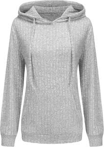 <b>Womens</b> Casual Shirts <b>Long</b> Sleeve light weight Pullover tops Solid Velvet Loose <b>Sweatshirt</b> fluffy fleece hoodie with Pockets - Product Image 4