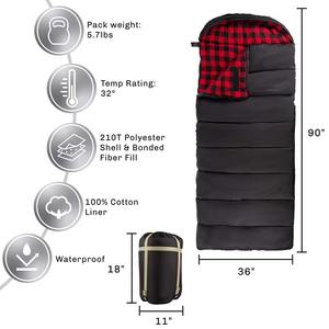 Saco de Dormir para Acampar al Aire Libre, Individual, Impermeable, Resistente al Frío, Forma <span class=keywords><strong>Humana</strong></span>, Grueso, Negro, Plegable, con Almacenamiento - Product Image 2