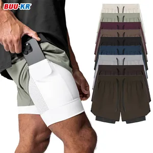 Buker Polyester Quick Dry Running Plus Size Sport Shorts Custom Gym Fitness Shorts For Men With Zipper Pocket