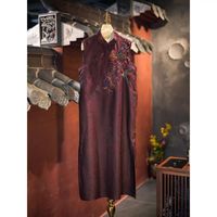 Nouvelle Robe Ample Sans Manches en Soie Xiangyun Broderie Florale Lourde Grenade pour Femme 2026 5636