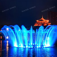 Mise à niveau du site urbain en bord de rivière : Fontaine dansante RGB à configuration symétrique avec formes d'eau variables pour spectacles nocturnes sur les lacs publics