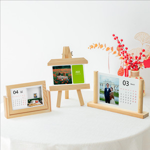 Custom DIY Creative Photo Wooden Drawing Board Desk Calendar Promotional Calendar with Custom Bracket Base