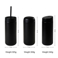 Bouteille d'eau d'extérieur tendance 3-en-1 personnalisée avec paille et système de boisson, tasse de voyage portable de 16 oz pour café, idéale pour les cadeaux