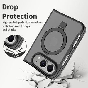 Fabricant professionnel d'étuis Duo pour <span class=keywords><strong>iPhone</strong></span> avec support anneau, finition douce mate, personnalisable, antichoc, magnétique, pour téléphones portables, en gros - Product Image 4