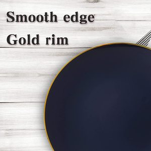 Ensemble d'assiettes à dîner en plastique noir jetable avec plateau pour les fêtes de mariage Assiette à gâteau de 7.5 pouces Assiette de service de 10 pouces pour la vaisselle - Product Image 6