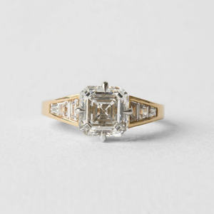 แหวนหมั้นเพชรทรง Asscher แบบ Art Deco ทองคำชมพู 18K สำหรับผู้หญิง เพชรเพาะเลี้ยงในห้องปฏิบัติการ รับรองโดย IGI สไตล์คลาสสิก เหมาะสำหรับสวมใส่ทุกวัน - Product Image 1