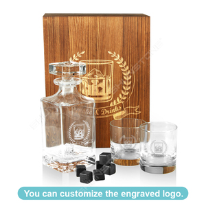 En stock, carafe à <span class=keywords><strong>whisky</strong></span> carrée en cristal et ensemble de verres à <span class=keywords><strong>whisky</strong></span> ronds avec pierres à <span class=keywords><strong>whisky</strong></span>, cadeau pour homme, fournisseur Shunstone - Product Image 4