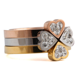 Anillo con Forma de Corazón en Tres Colores, con Incrustaciones, de Acero Inoxidable, Joyería de Moda para Mujer, Regalo - Product Image 5
