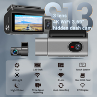 Caméra embarquée 4K 3 canaux Fisheye 180° 3,69 pouces avec IA, Wi-Fi 5G, vision nocturne et surveillance de stationnement 24h/24 pour voiture