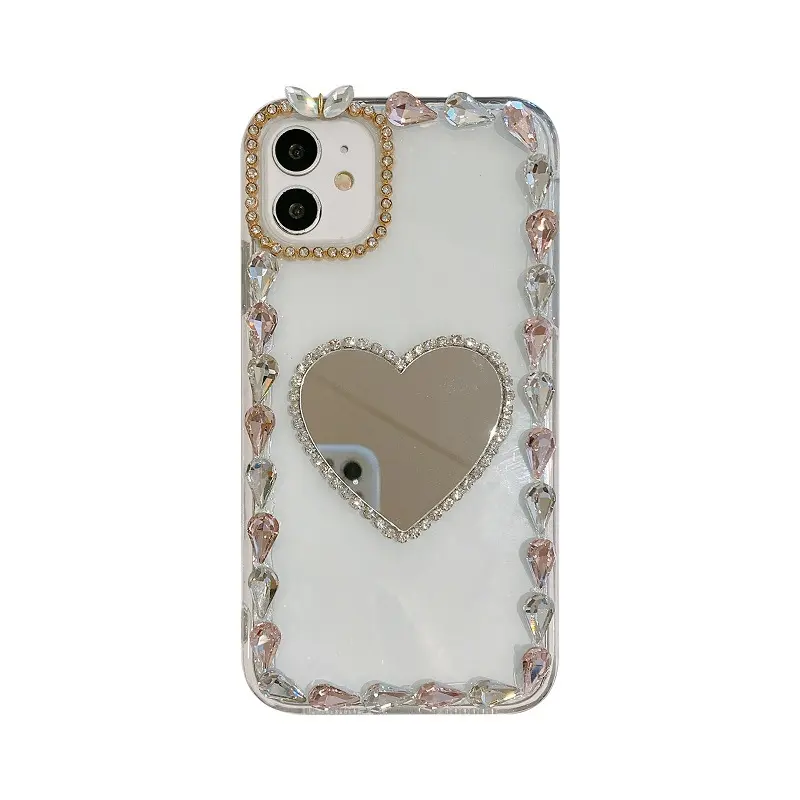 Чехол для мобильного телефона huawei p40 в виде алмазного сердца, чехол в китайском стиле с 3d умным дизайном, зеркальный чехол с алмазным украшением