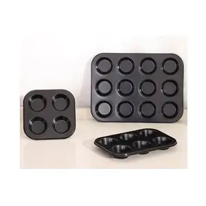Carbon Steel Muffin Pan Baking Molds Cavity Round Bottom Cupcake Tin Muffin Mold Tray for Oven