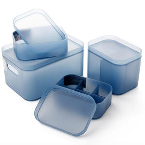 Choice Fun High Quality Desktop Transparent organizer bins Clear home storage organization desktop storage box with lid