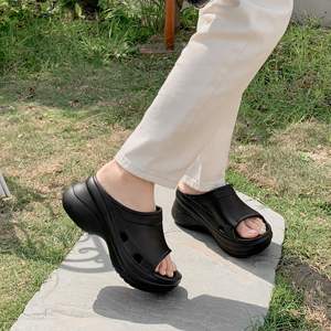 Sandales d'extérieur à bout ouvert de style <span class=keywords><strong>Paris</strong></span> à la mode pour femmes semelle épaisse EVA semelle souple talon compensé Instagram Style diapositives pour pantoufles - Product Image 4