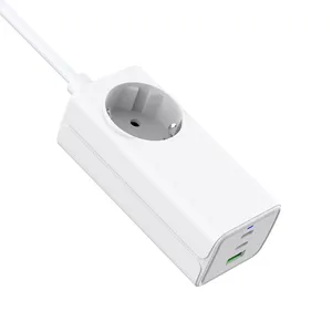 Regleta con enchufe de extensión de pared, regleta con carga rápida de 65w PD, estándar EU KR, para electrodomésticos de alta potencia de 2500W