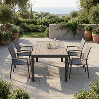 Table de salle à manger extensible en aluminium pour l'extérieur, plateau en panneau SPC, table extensible pour patio, jardin, cour, terrasse