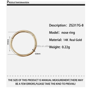 Joyería fina, anillo de Nariz de oro auténtico de 14 quilates, 8mm, 10mm, 12mm, joyería corporal para mujer y niña, oro sólido personalizado - Product Image 3