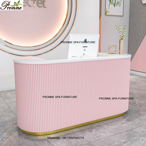 Escritorio de recepción <span class=keywords><strong>MESA</strong></span> mostrador rosa y dorado Precio de salón de <span class=keywords><strong>uñas</strong></span> spa lujo moderno - Product Image 3