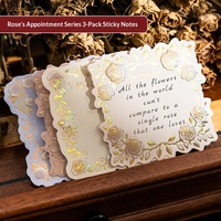 Rose Island Paket Tiga Lembar Catatan 3D Embossed Berlapis Emas Tanpa Perekat dengan Desain Latar Belakang Vintage