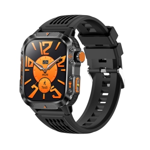 Montre connectée GPS DF HT36 noire avec lampe torche LED, écran HD, appels Bluetooth, surveillance de la fréquence cardiaque, de l'oxygène sanguin et de la santé, montre connectée sportive - Product Image 2