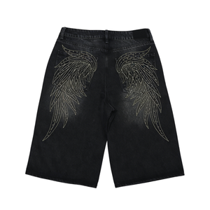 Pantalones Cortos de Mezclilla Negros Vintage para Hombre, Corte Recto Holgado, Estilo Casual y Moderno para el Verano, Jeans Cortos para Uso Diario - Product Image 4