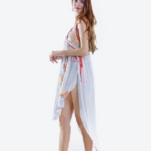 Vestido Casual de Verano para Mujer, Diseño Floral, Tejido de Punto, Cuello en V, Bordado, Transpirable, Nuevo Modelo - Product Image 3