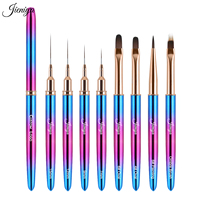 Pinceaux de nail art de haute qualité avec manche métallique couleur dégradée, pour liner, French, ovale, effet pétale ombré, dessin de dentelle et peinture thérapeutique