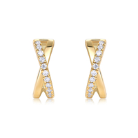 Boucles d'oreilles créoles en argent sterling 925 avec moissanite taille ronde, sertissage pavé en forme de X, couleur D, pureté VVS1, pour femme