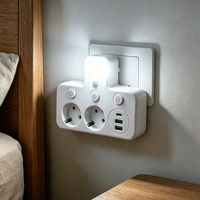 Multiprise murale sans fil 3-en-1 en gros d'usine, 2 prises UE avec 2 ports USB et 1 convertisseur d'alimentation Type-C