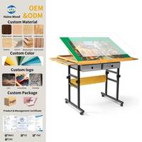 Table de puzzle en bois HaiNa, hauteur réglable, surface en feutre, tiroirs de rangement, roulettes, Shandong Home
