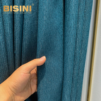 Rideaux brodés de style nordique luxueux, bleus, sur rail, et rideaux blancs transparents