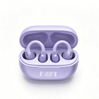 Earbuds TWS Open Ear Bluetooth 6.0, Earbuds Nirkabel Bluetooth Gaming Latensi Rendah, Headphone Konduksi Tulang untuk Berlari