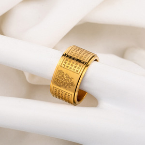 yunnique Heart Sutra Rotating <b>Ring</b> Gold Titanium Steel Wide Band Unisex Jewelry Gift Fashion <b>Rings</b> - Product Image 3