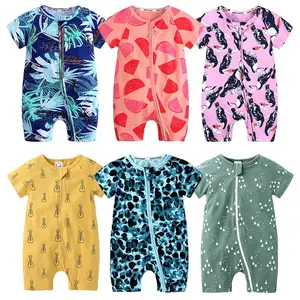 Neugeborene Baby Kurzarm Baumwolle Jumps uit Sommer Dünne Kleidung Kleinkind Cartoon Tier kostüme Kletter kleidung Junge Mädchen Pyjamas